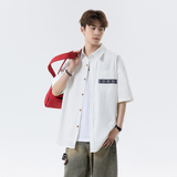 日系复古短袖衬衫男宽松高级感学院风情侣衬衣DC2229-特价P30，男装T恤，电商A007