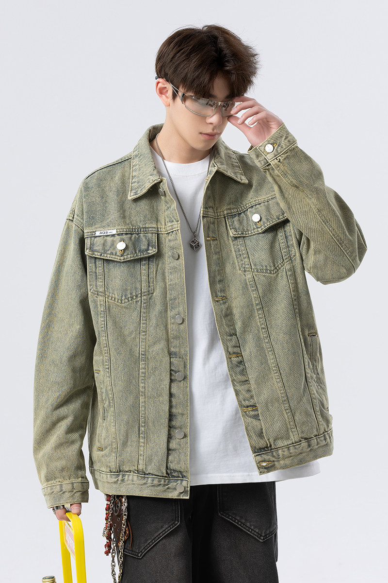 休闲大码复古潮流立体剪裁做旧牛仔外套夹克J1131-P75【特价】,男装夹克,电商A007