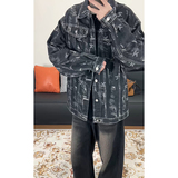 休闲大码宽松男女拼色潮流提花牛仔外套夹克JA28-P57【特价】，男装工装外套，电商A007