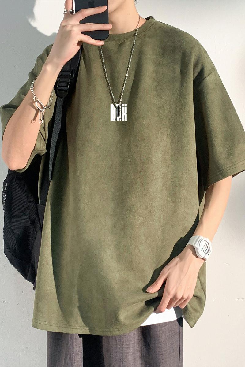 夏季大码休闲潮流美式麂皮绒字母印花短袖T恤T3408-P22【特价】,男装T恤,电商A007