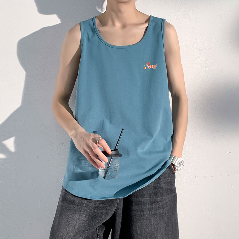 港风运动风大码圆领印花男背心舒适休闲夏季潮B3966-P18【特价】,男装背心/马甲,电商A007