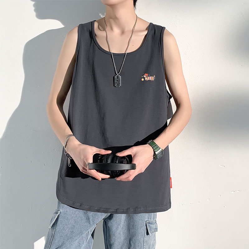 港风运动风大码圆领印花男背心舒适休闲夏季潮B3966-P18【特价】，男装背心/马甲，电商A007