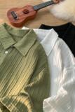 夏季休闲基础流行针织提花压皱垂感翻领短袖T恤T3396-P36【特价】，男装T恤，电商A007
