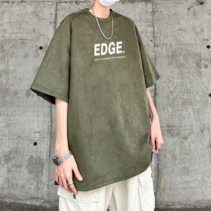 夏季大码休闲潮流美式麂皮绒字母印花短袖T恤T3409-P23【特价】图片