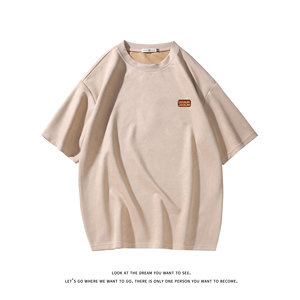 夏季大码休闲潮流美式麂皮绒字母印花短袖T恤T3461-P22【特价】图片