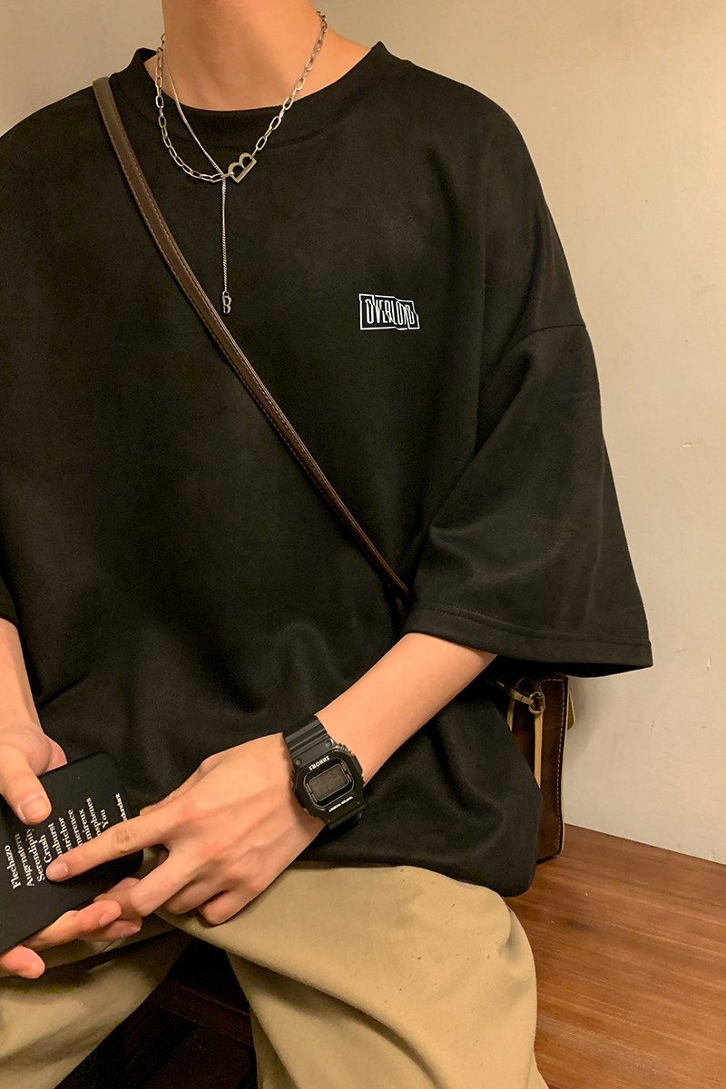 夏季大码休闲潮流美式麂皮绒字母印花短袖T恤T3620-P22【特价】,男装T恤,电商A007