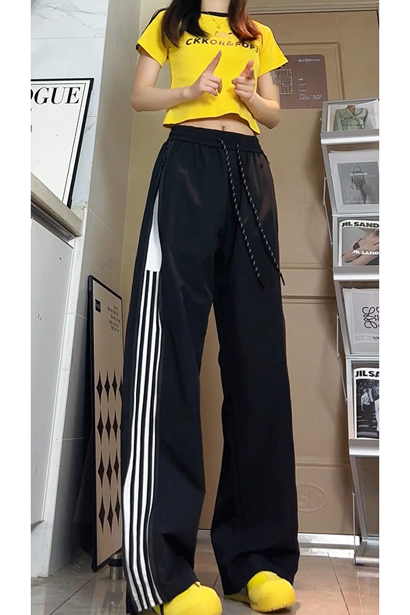 美式拉链条纹运动裤男复古宽松阔腿休闲长裤K8603-特价P35,女装休闲裤,电商A007