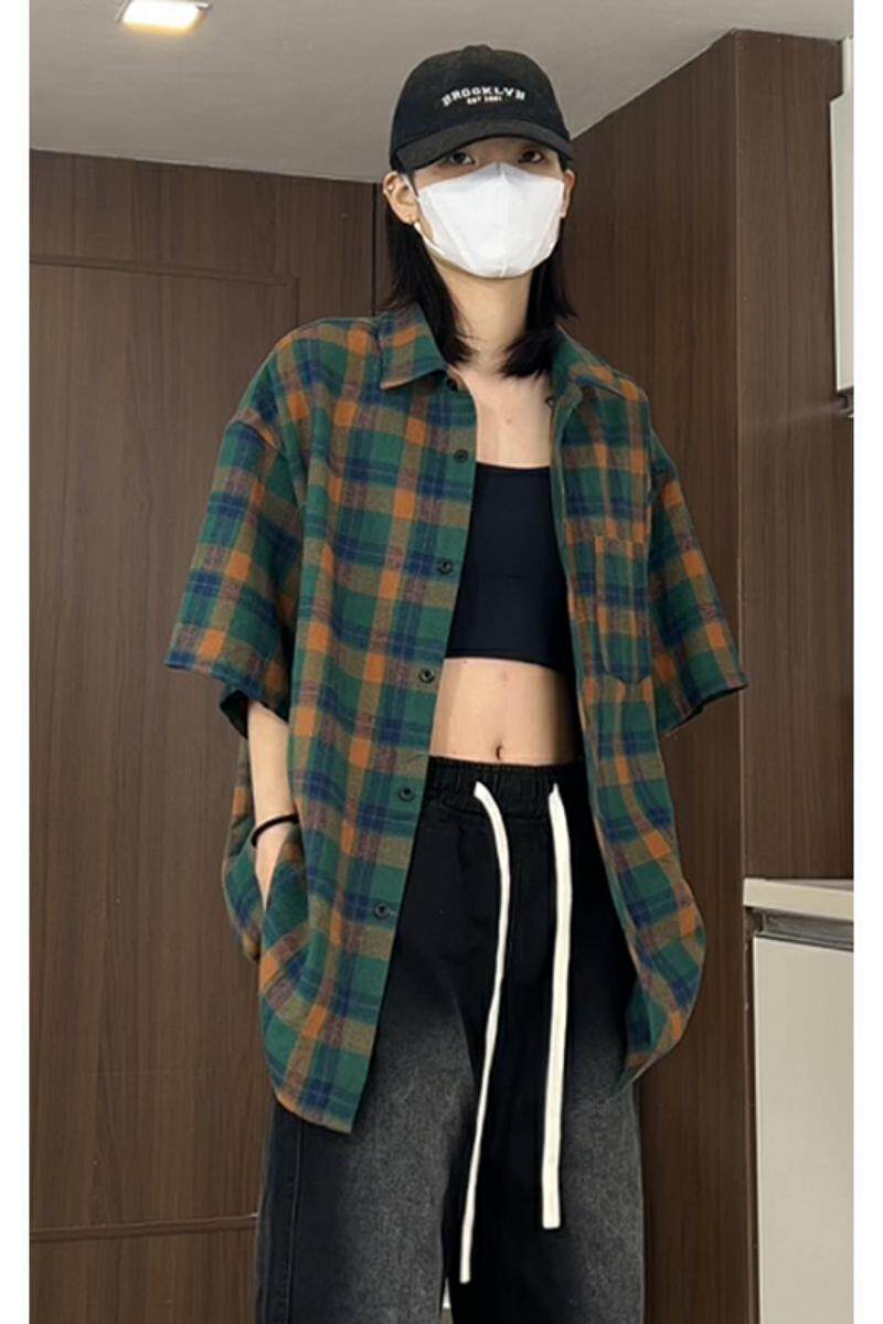 夏季潮流复古格子大码休闲男短袖衬衫C2176-P27【特价】Q,男装衬衫,电商A007