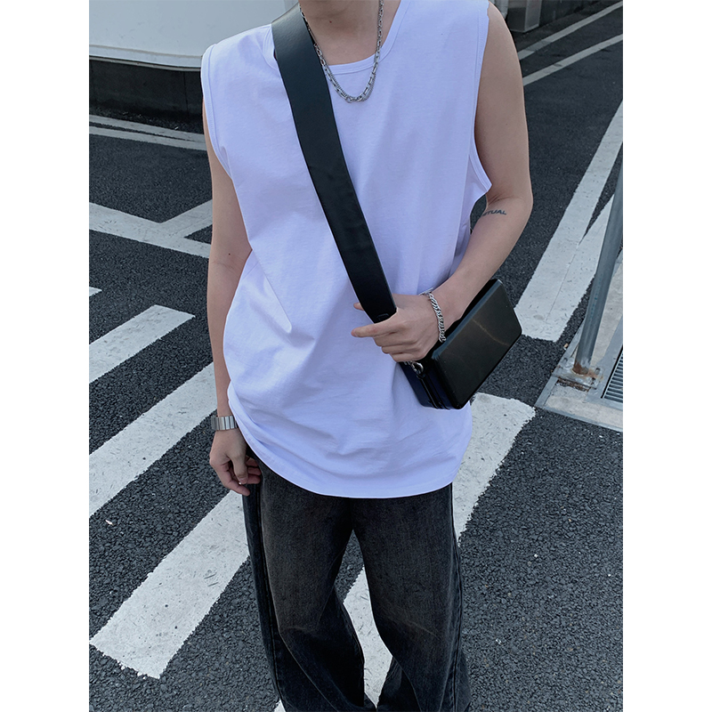 无袖背心纯棉坎肩背面拼接设计感宽松大码男B3963-P21【特价】，男装背心/马甲，电商A007
