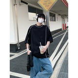 美式复古高级感短袖T恤男女宽松明线设计半袖T3608-P25【特价】，男装T恤，电商A007