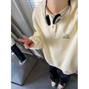 亨利领设计感印花长袖打底衫T恤宽松潮流卫衣W4663-P36【特价】图片