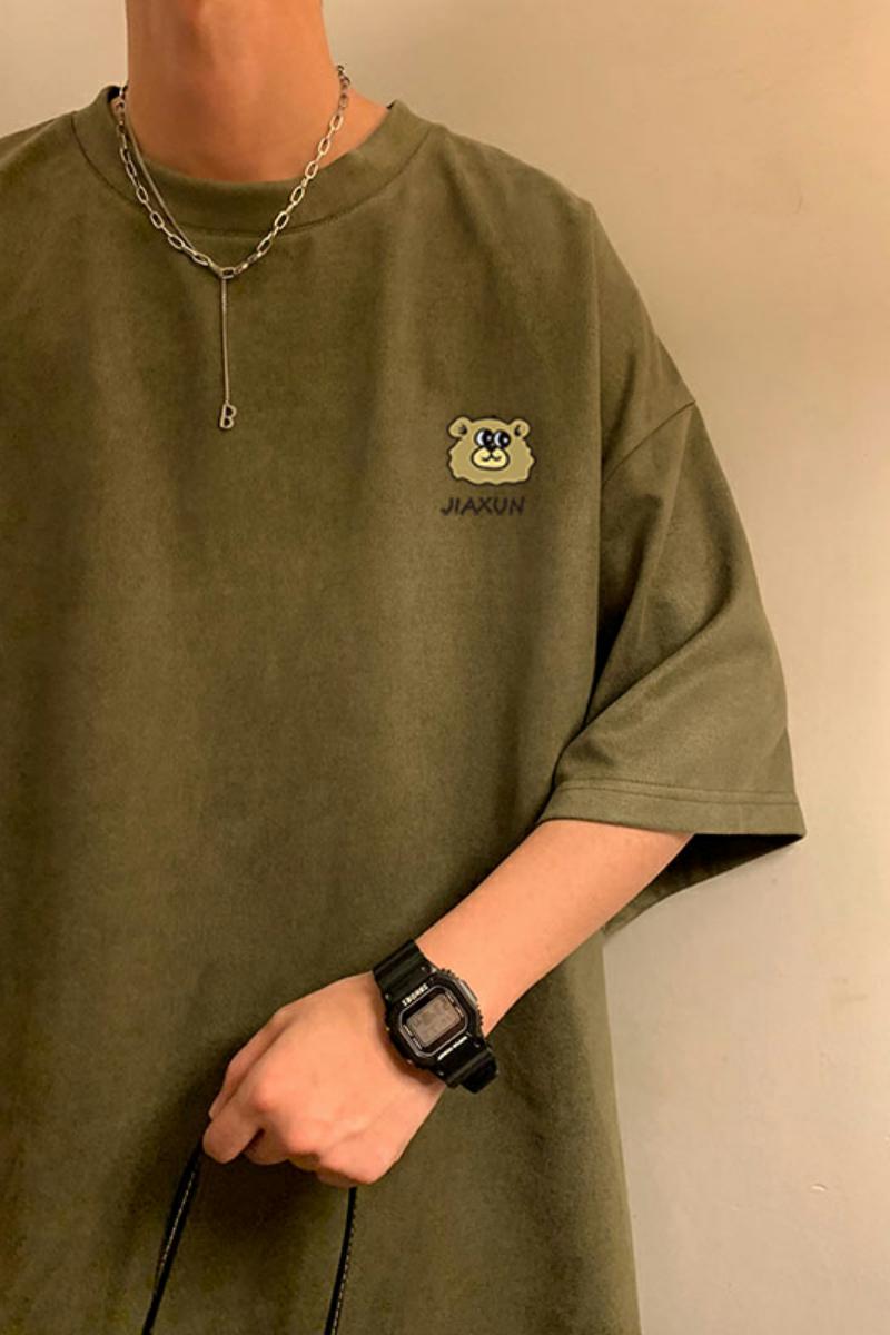 春夏潮流大码美式麂皮绒印花半袖短袖T恤T3382P22【特价】,男装T恤,电商A007