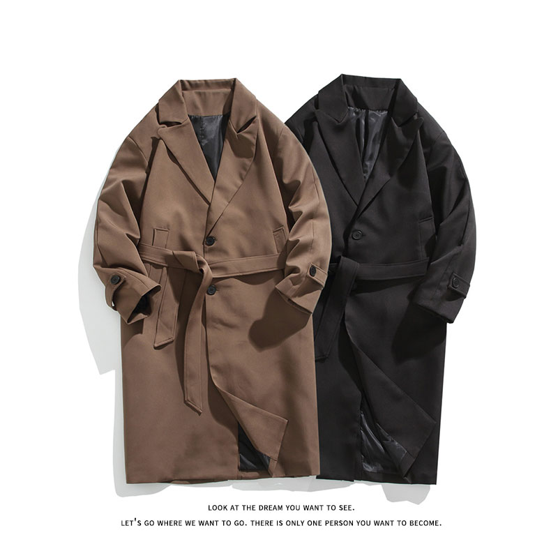 韩系风衣外套男士秋冬韩版潮流中长款过膝大衣F7300-P105【特价】，男装风衣，电商A007