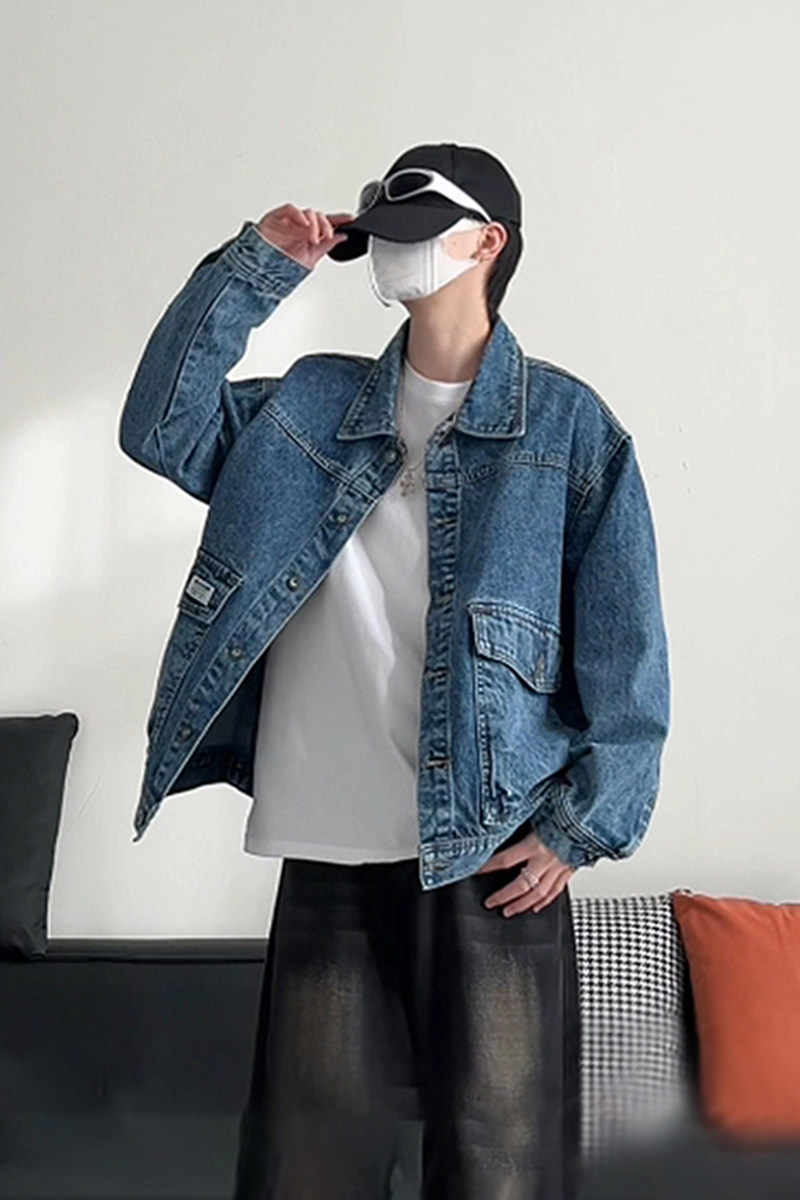 春季潮流小标休闲大码宽松男女立体牛仔外套夹克J301-P65【特价】,男装工装外套,电商A007
