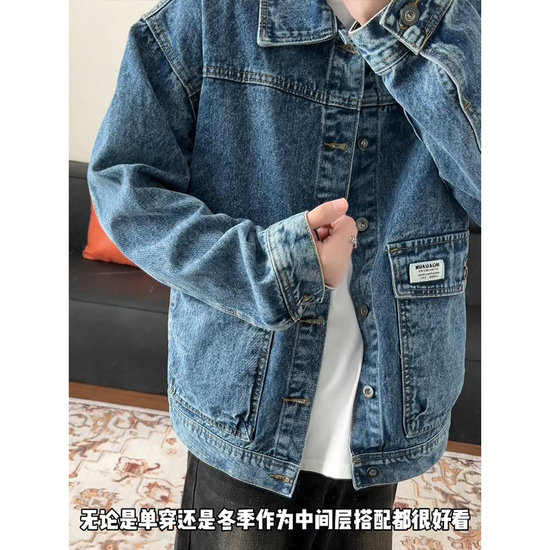 春季潮流小标休闲大码宽松男女立体牛仔外套夹克J301-P65【特价】,男装工装外套,电商A007