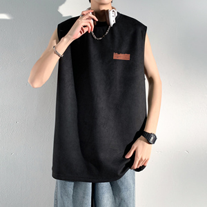 夏季男潮宽松ins休闲汗背心麂皮绒背心烫画款 B3914-P22【特价】图片