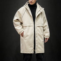 Japanese black wall coat hooded casual coat trend reflective strip