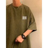 夏季大码休闲潮流美式麂皮绒字母印花短袖T恤T3462-P22【特价】，男装T恤，电商A007