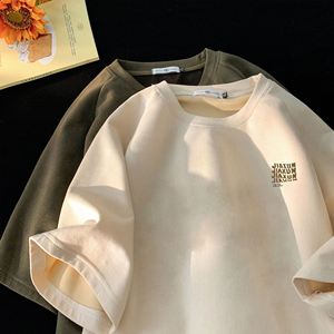 夏季大码休闲潮流美式麂皮绒字母印花短袖T恤T3462-P22【特价】图片