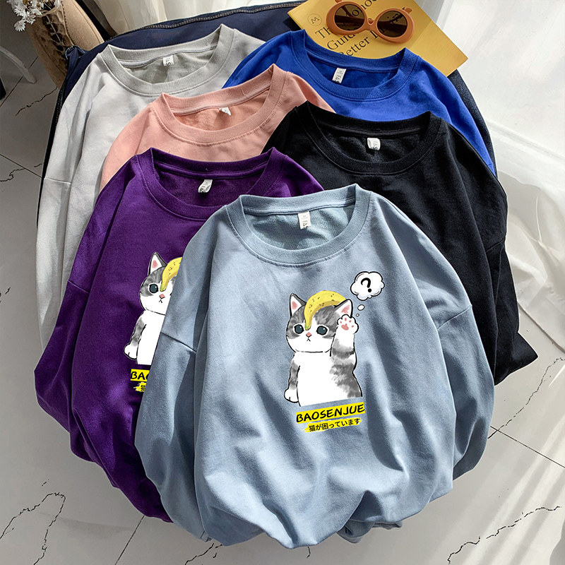 Autumn round neck sweater printed in Japanese style flat trend and leisure