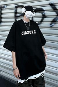 夏季大码休闲潮流美式麂皮绒字母印花短袖T恤T3413-P23【特价】图片