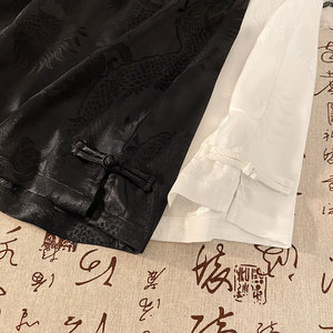 龙纹提花冰丝裤新中式直开叉盘扣直筒五分短裤DK8502-P26【特价】图片