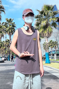 运动风大码卡通熊印花背心舒适休闲夏季潮 款号B3905-P20图片