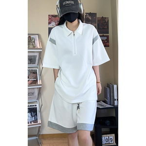 拼接polo衫套装大码情侣T3611上衣特P30控58/DK8602裤子特P25控48图片