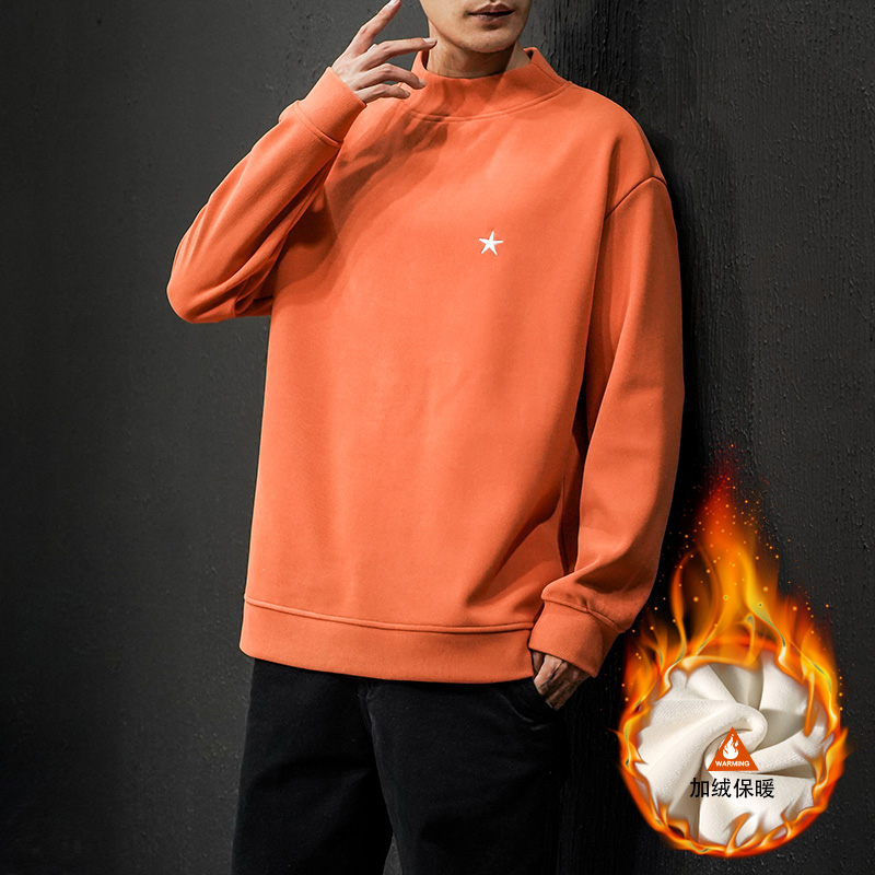 Japanese black wall autumn and winter pullover with plush warm and large embroidery sweater trend