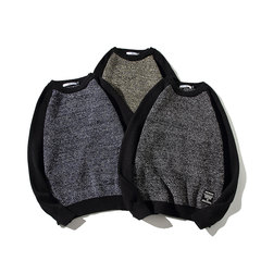 Japanese white bottom flat solid color round neck sweater Pullover casual trend