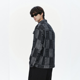 春季潮流休闲大码宽松男女拼色提花牛仔外套夹克JA31-P57【特价】，男装夹克，电商A007