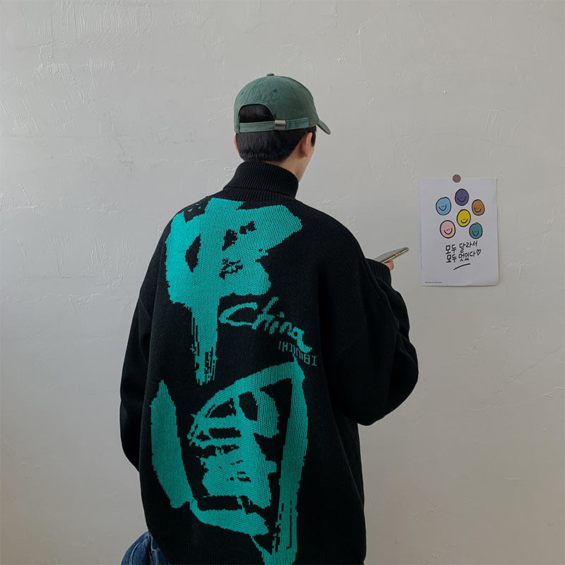 Hong Kong Style winter turtleneck men's Korean fashion knitted sweater