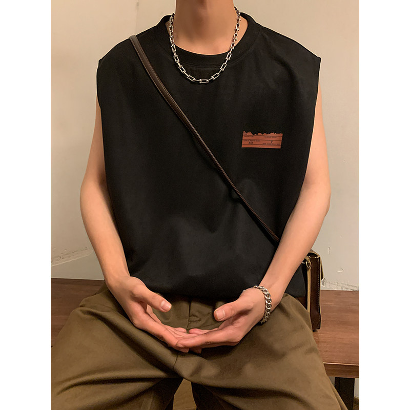夏季男潮宽松ins休闲汗背心麂皮绒背心烫画款B3914-P22【特价】,男装背心/马甲,电商A007