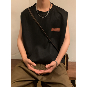 夏季男潮宽松ins休闲汗背心麂皮绒背心烫画款 B3914-P22【特价】图片