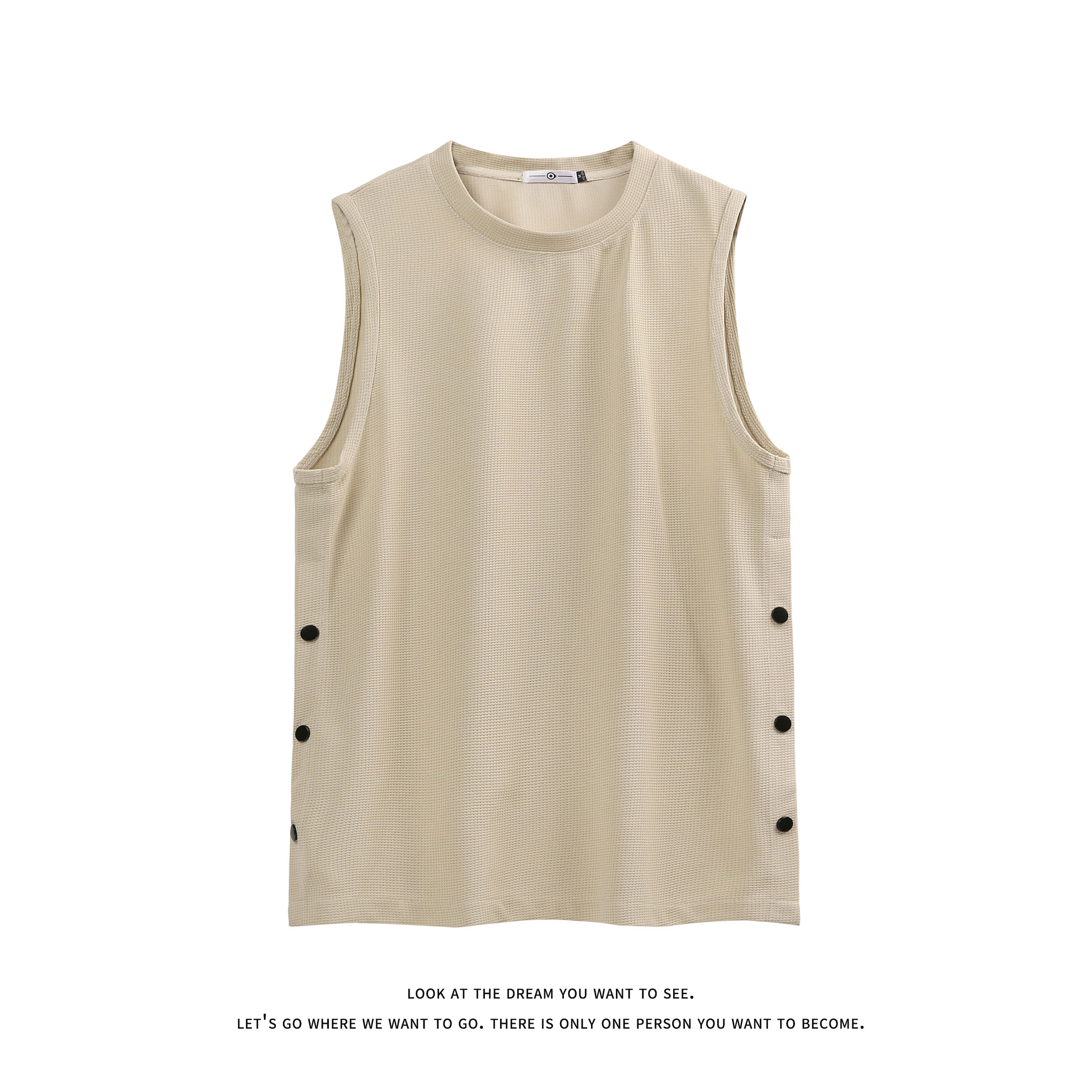 港风潮休闲大码汗背心华夫格钉扣开叉无袖背心B3910-P25【特价】，男装背心/马甲，电商A007