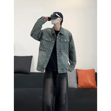 春季潮流做旧磨毛大码男女拼色牛仔外套夹克J8813-P65【特价】，男装夹克，电商A007