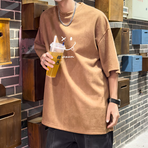 夏季大码潮流休闲美式圆领印花麂皮绒短袖T恤T3392-P22【特价】图片