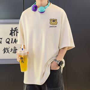 2023春夏潮流大码美式麂皮绒印花短袖T恤T3382 特价P27 控39图片
