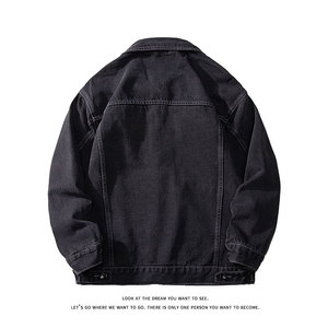 潮流休闲大码宽松男女立体剪裁贴标牛仔外套夹克J303-P65【特价】图片
