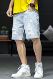 2019夏季新款日系男大码休闲五分裤男牛仔短裤乞丐裤D03-P45，男装牛仔裤，电商A001