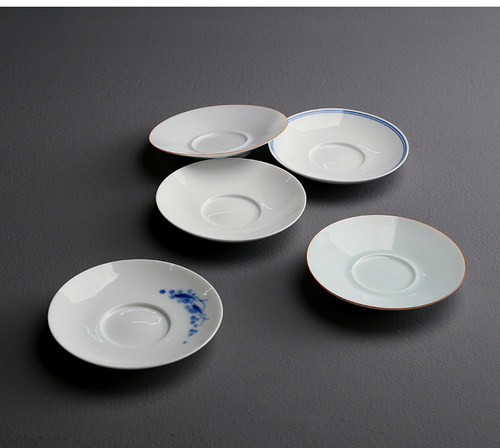 盖碗底托手绘配件青花青瓷