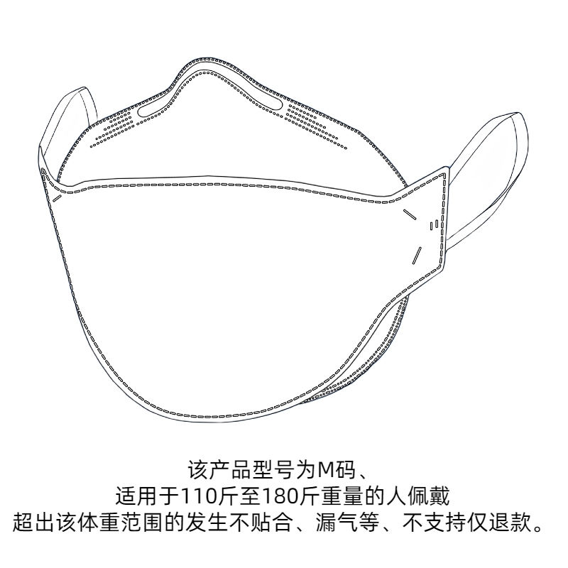 盼你乐核磁共振检查用（无金属条）口罩粘胶代鼻夹低阻透气KN95