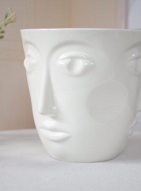 纯白思考者人像办公家居摆件骨质花瓶人物手工创意款工厂直营