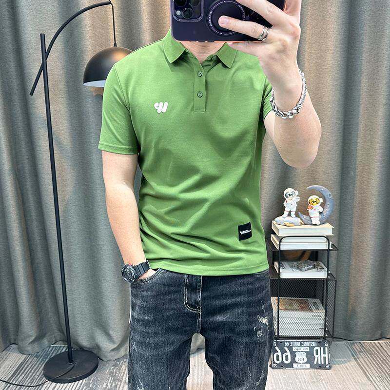 潮牌短袖polo衫男士夏季新款高端翻领上衣青年男装有领休闲衣服潮