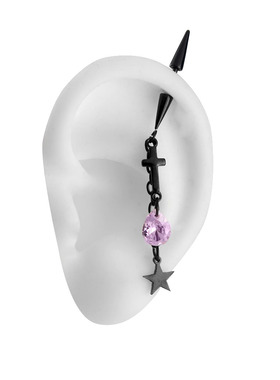 vigarzhang钛钢水滴星星黑色吊坠耳钉耳骨钉恶魔十字甜酷辣妹耳饰