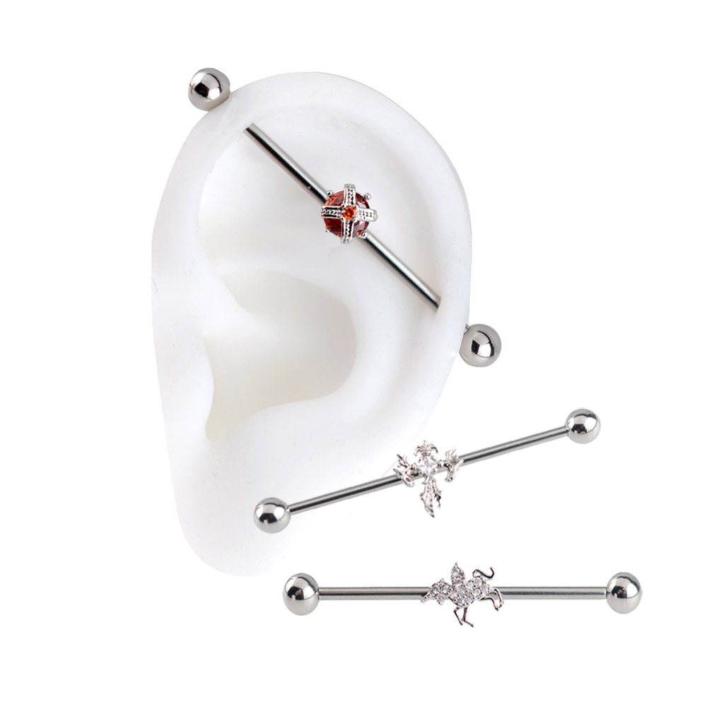 韩国微镶嵌锆石十字暗黑耳桥饰品