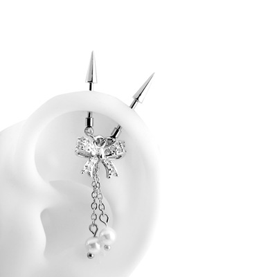 韩国爱心箭头暗红桃心恶魔尖锥耳骨钉耳扣吊坠耳饰原创精致尖头女