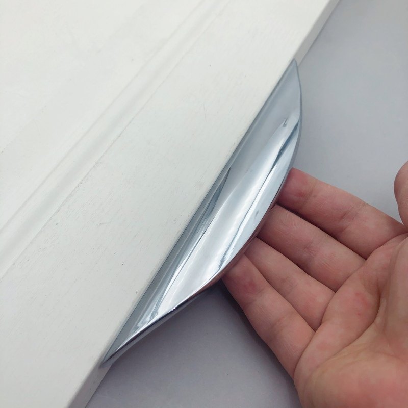 人气锌合金柜门抽屉扣手橱柜衣柜弧形把手亮铬办公拉手855现货