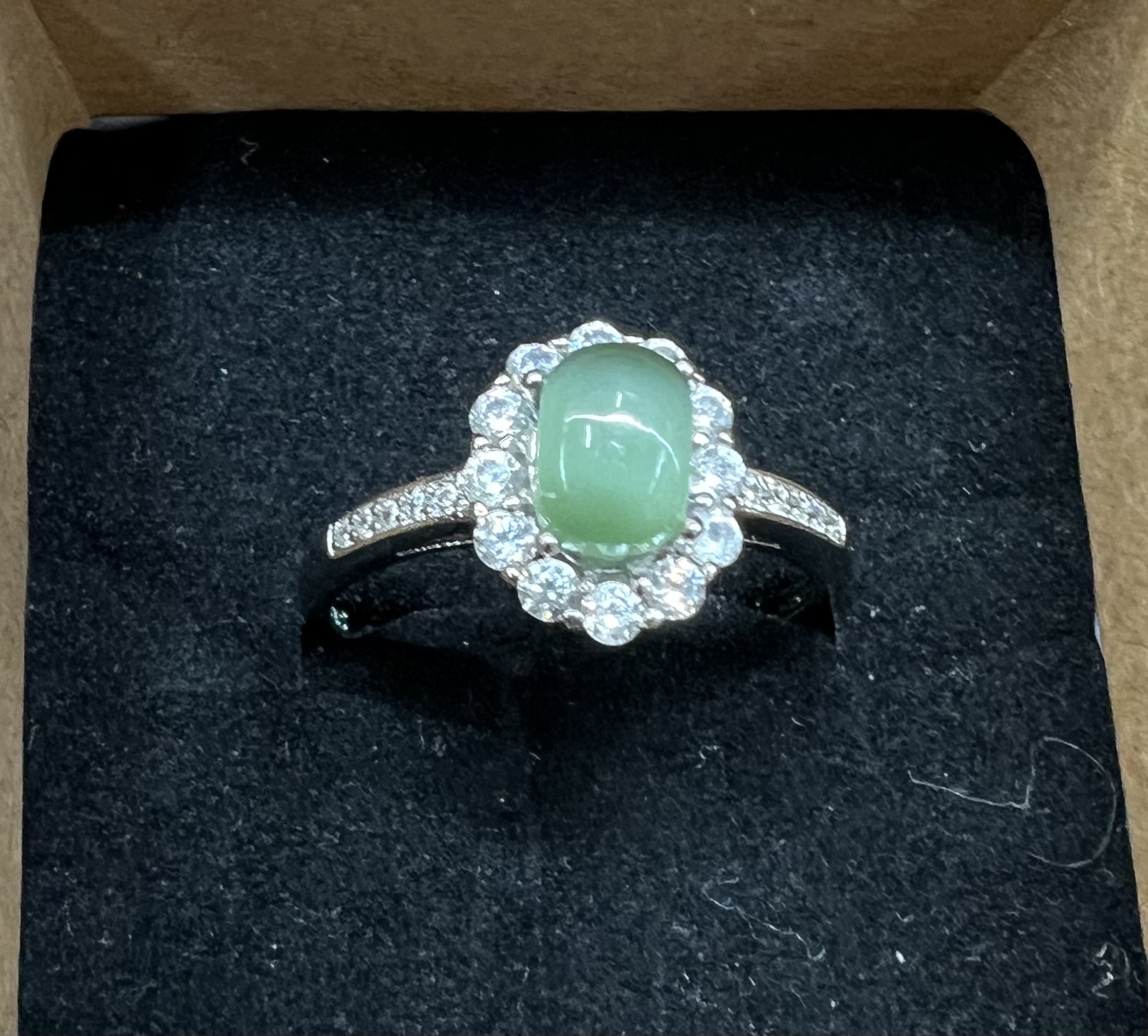 碧玉猫眼戒指925银镶嵌