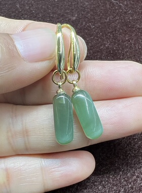 和田玉碧玉猫眼耳环吊坠 多用途